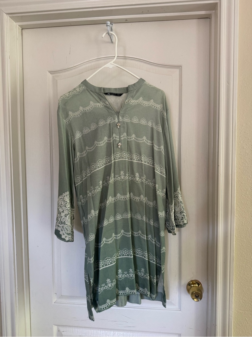 Light Sage Lace-Trim 2 Piece Kurti